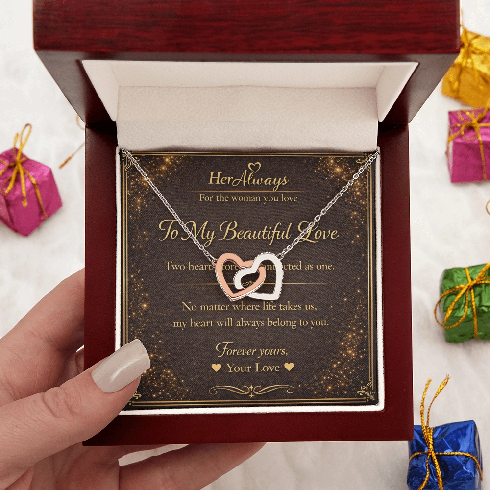 Interlocking Hearts Necklace message card